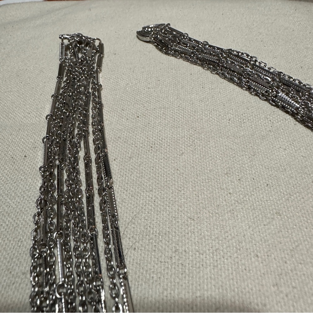 Silver Multi Chain Statement Necklace - image 6